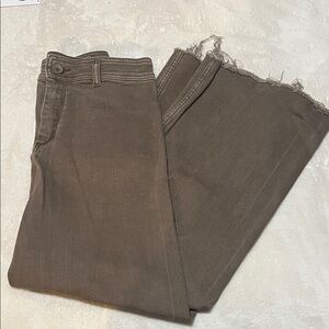 Casual Brown Frayed Hem Pants